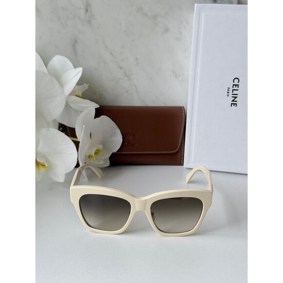 NEW Celine CL40253F Triomphe Cat Eye Ivory White Sunglasses main image 4